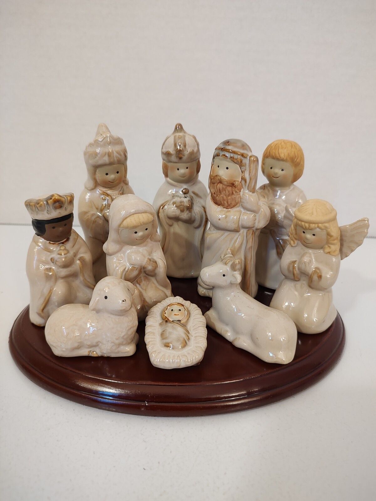 Kirkland\'s Potter\'s Garden Christmas 10 Piece Nativity Scene With Wooden Base