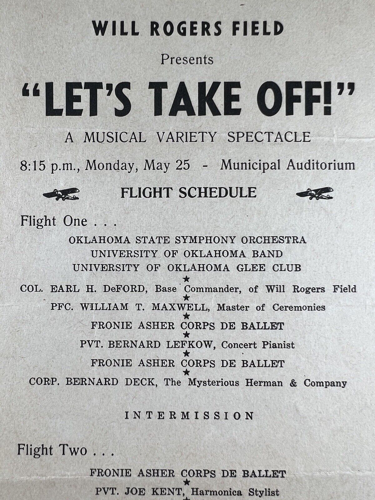1942 World War II Will Rogers Field OKC Musical Variety Spectacle Program Rare
