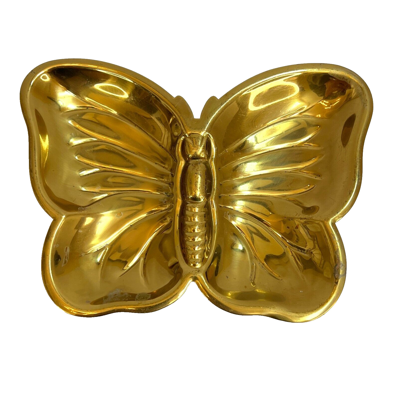 Vtg. MCM Lacquered Brass Butterfly Trinket Dish by Seiden A Towle Co. Candy Dish