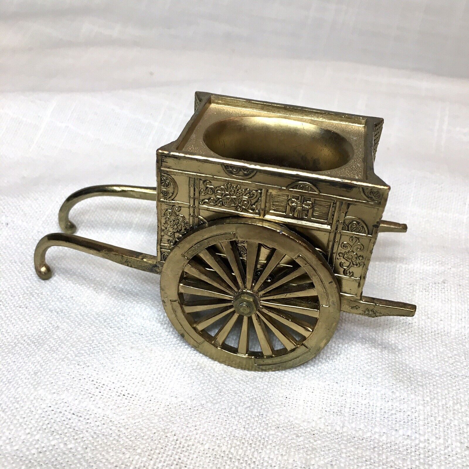 Vintage Japanese Brass RickShaw Cart Carriage Incense Burner Made In Japan