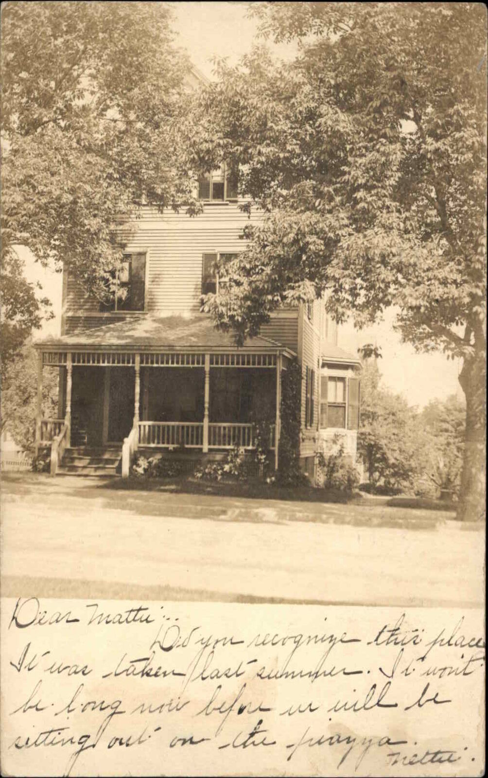 Home & Porch - Somerville MA Massachusetts Cancel 1909 Real Photo Postcard