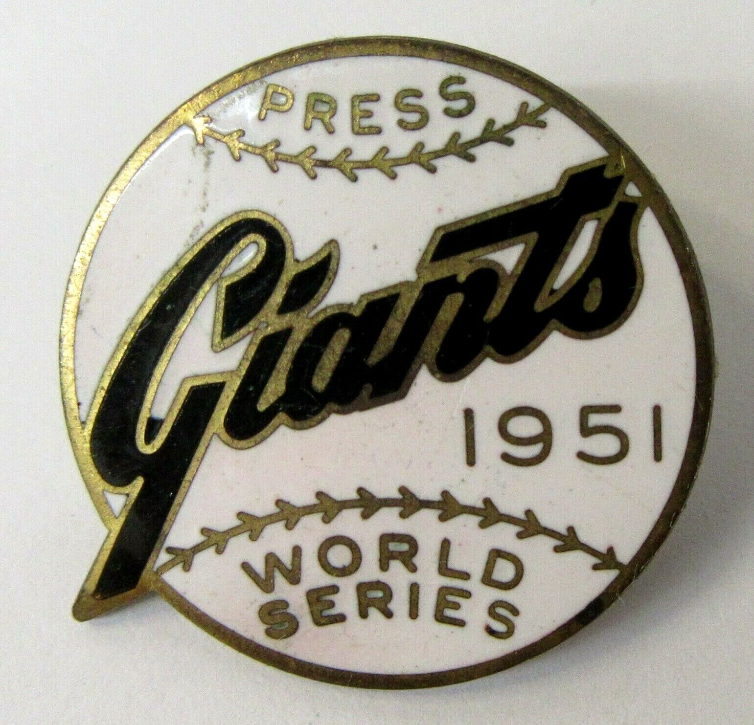 Dieges 1951 NEW YORK GIANTS baseball WORLD SERIES enamel press pin screw back