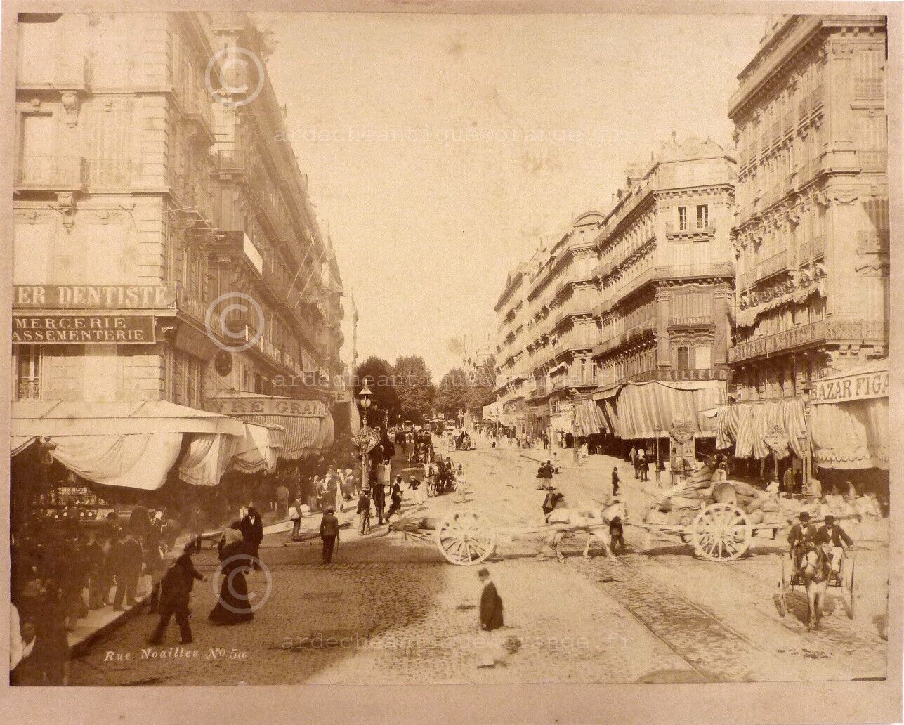 Marseille, Rue Noailles. Animated Characters...Albuminated Photo Large Format 23x30cm