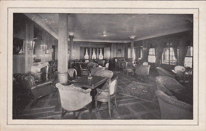 Postcard Ship Smoking Room United American Lines SS Resolute