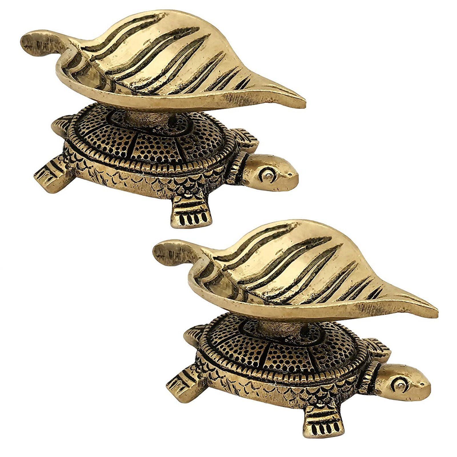 Indian Traditional Brass Diya Diwali Oil Lamp For Puja Decoration Set Of 2