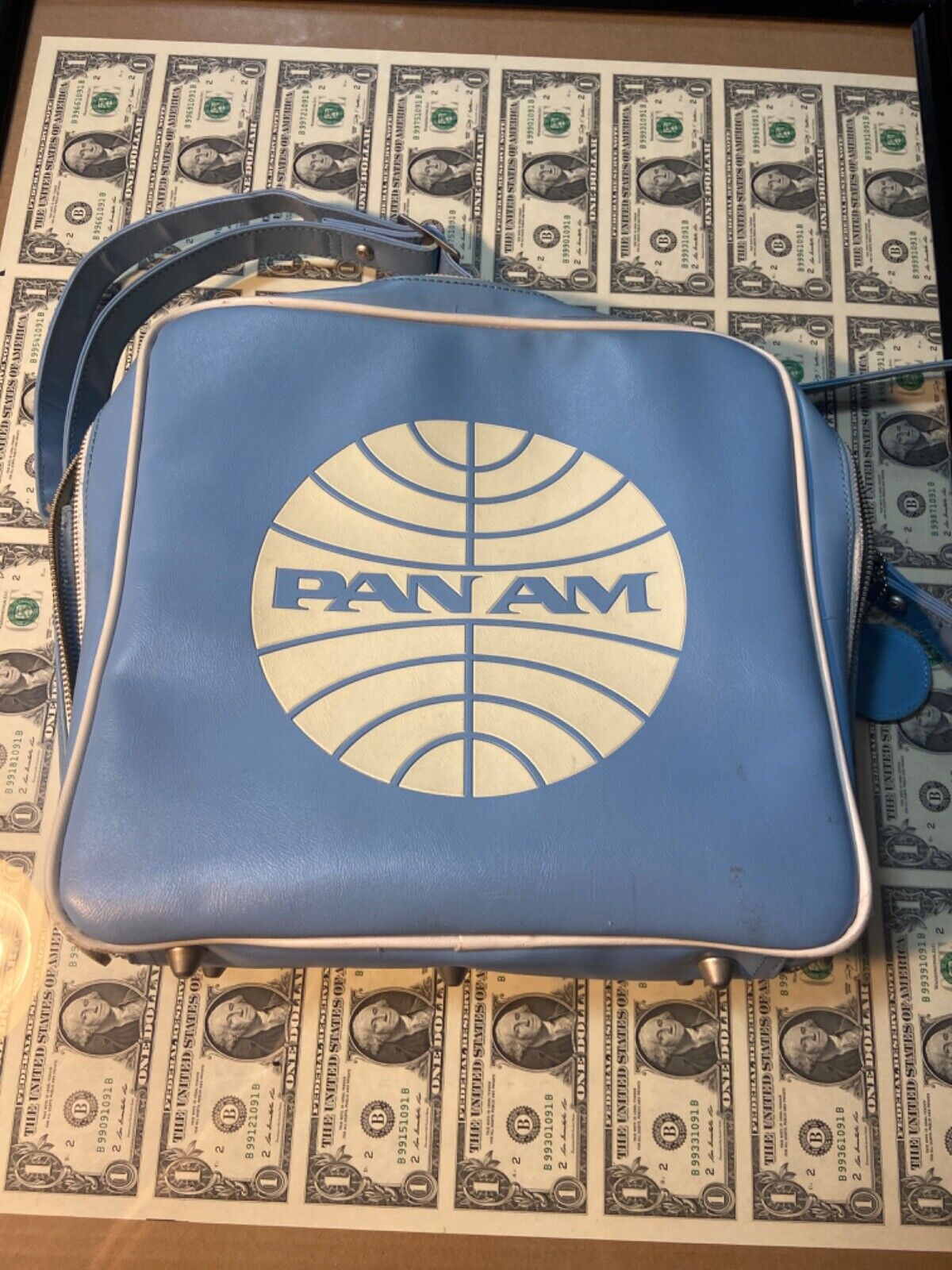 Vtg Pan Am Airlines Vinyl Luggage
