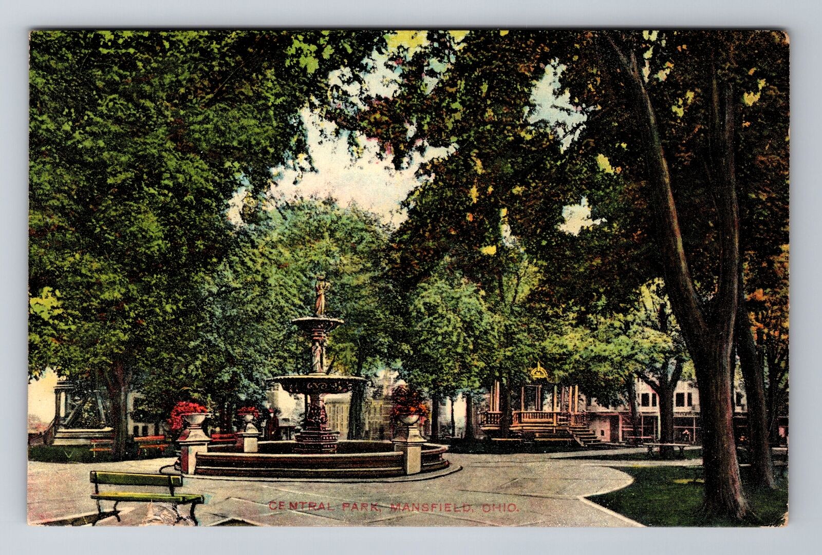 Mansfield OH-Ohio, Central Park, c1909 Antique Vintage Souvenir Postcard