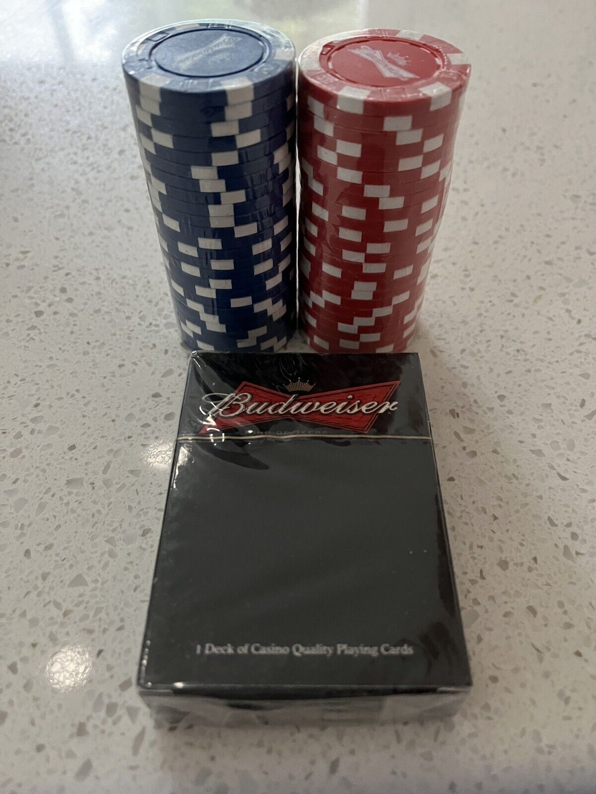 Budweiser Beer Poker Cards & Chips Red & White 25 Count New