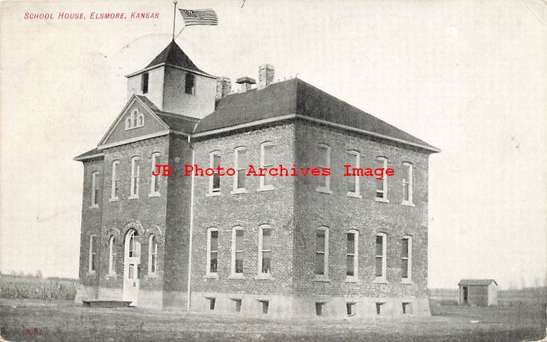KS, Elsmore, Kansas, School House Building, Exterior View, 1911 PM