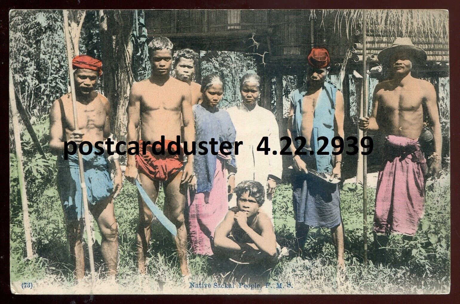 INDONESIA  Postcard 1910s Native Sakai Tribe