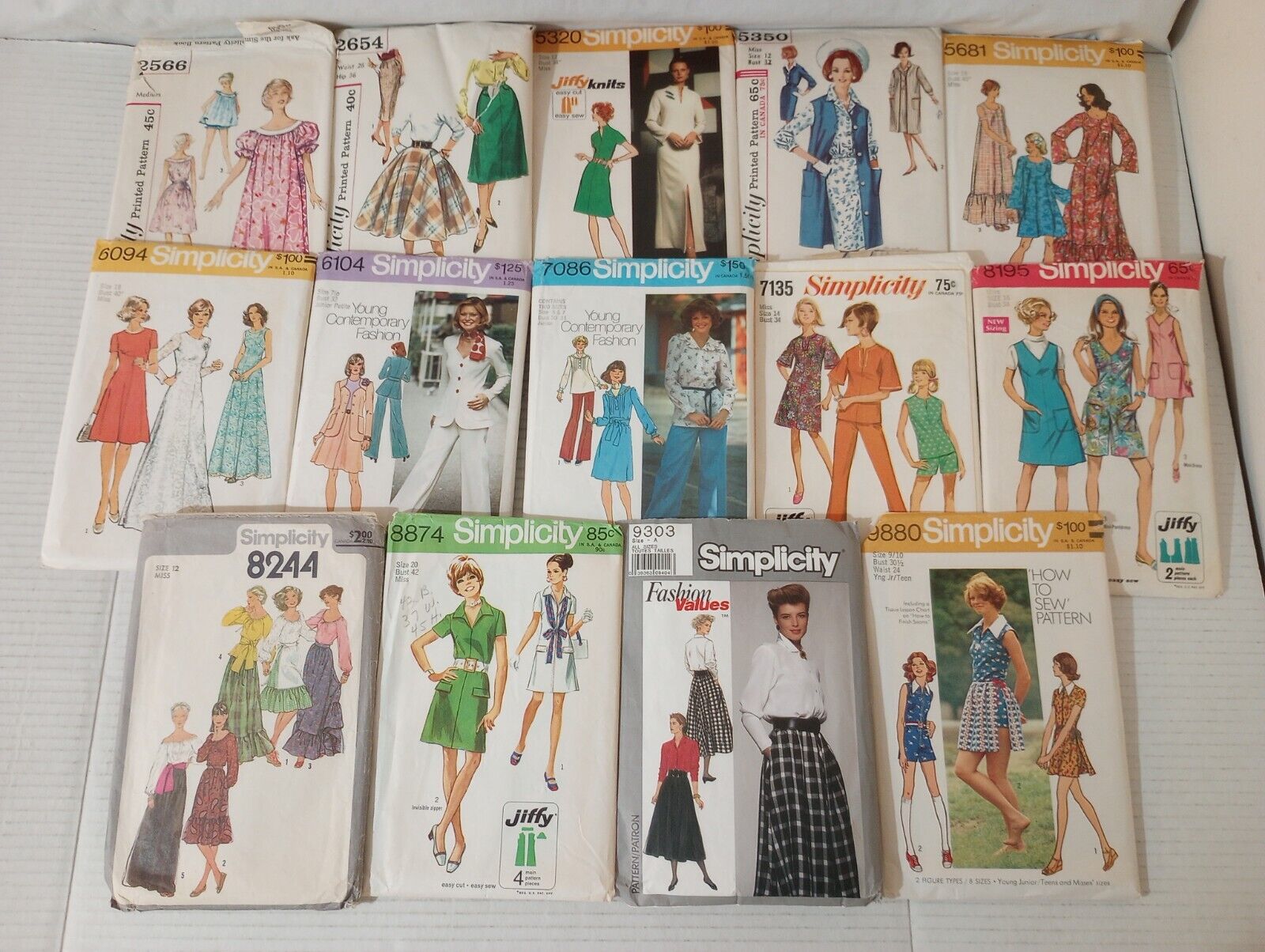 Lot Of 14 Simplicity Sewing Patterns Vintage Cut Dresses Skirts Pants