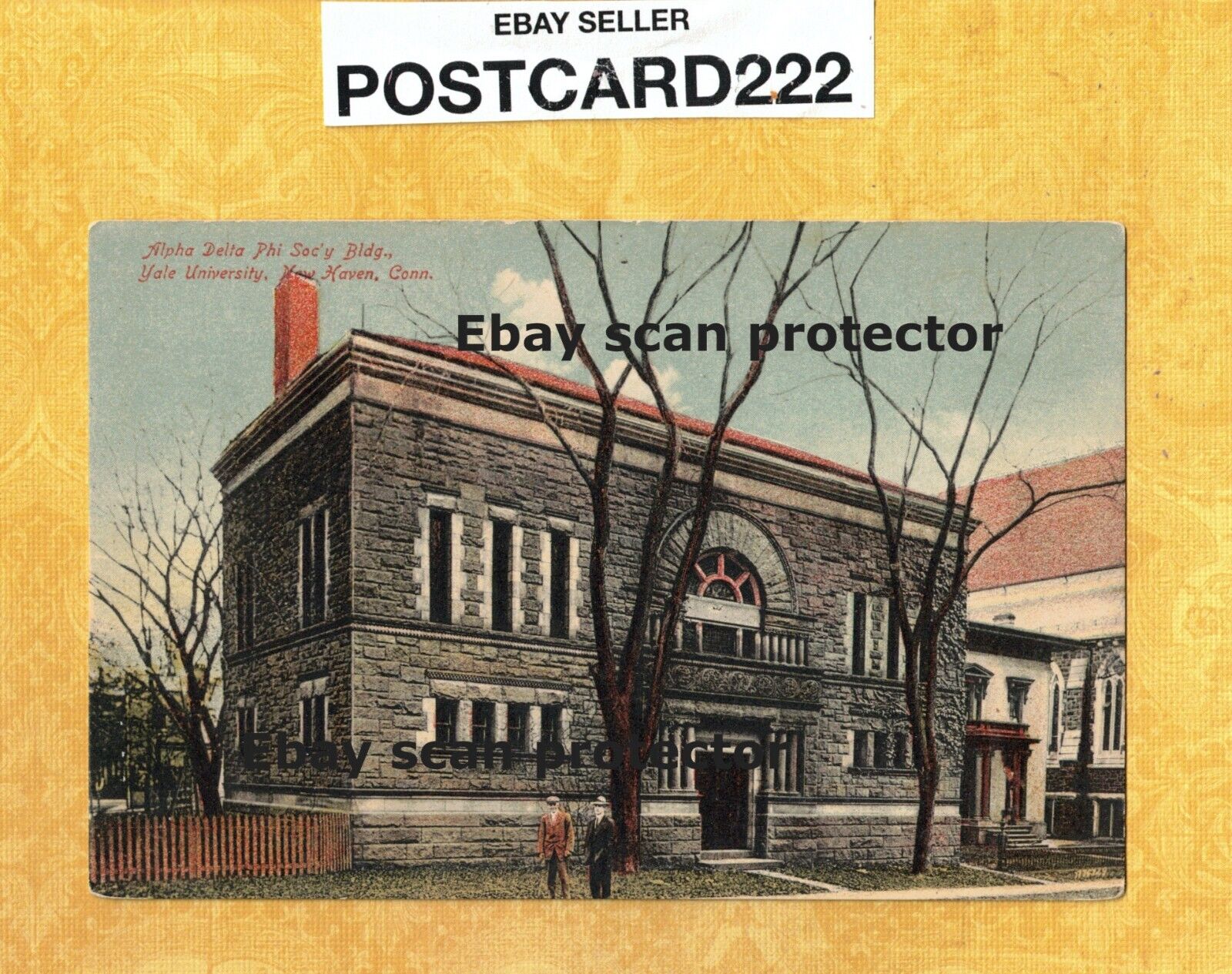 CT New Haven 1908-14 antique postcard YALE CAMPUS ADP Alpha Delta Phi Conn