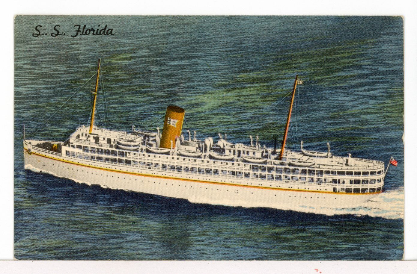 1962 - S.S. FLORIDA Miami - Nassau Cruises, P&O Steamship Co. Ship Postcard