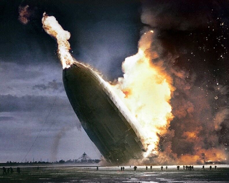 Zeppelin Hindenburg catching fire on May 6, 1937 Crash 8\