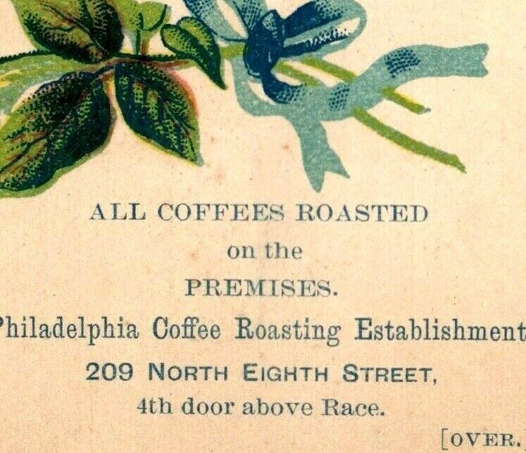 1880s-90s Finley Acker & Co. Coffee Chocolate Tea Pricing Card Yellow Rose P220