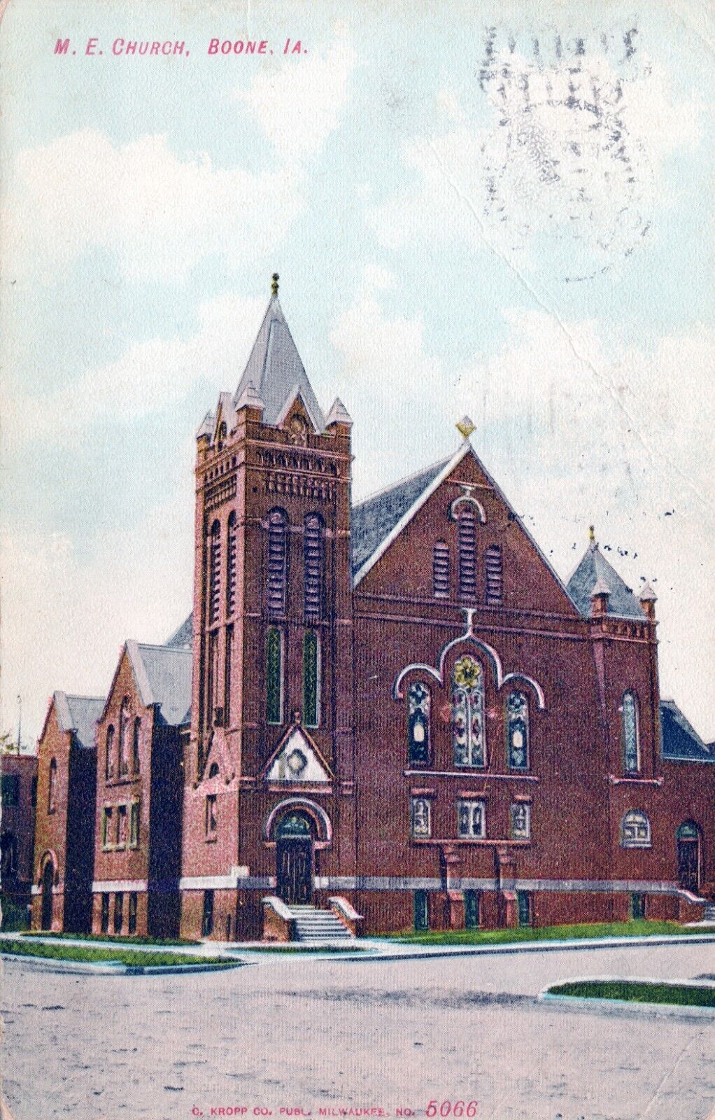 ME Church Boone Iowa Posted in 1909 Postcard