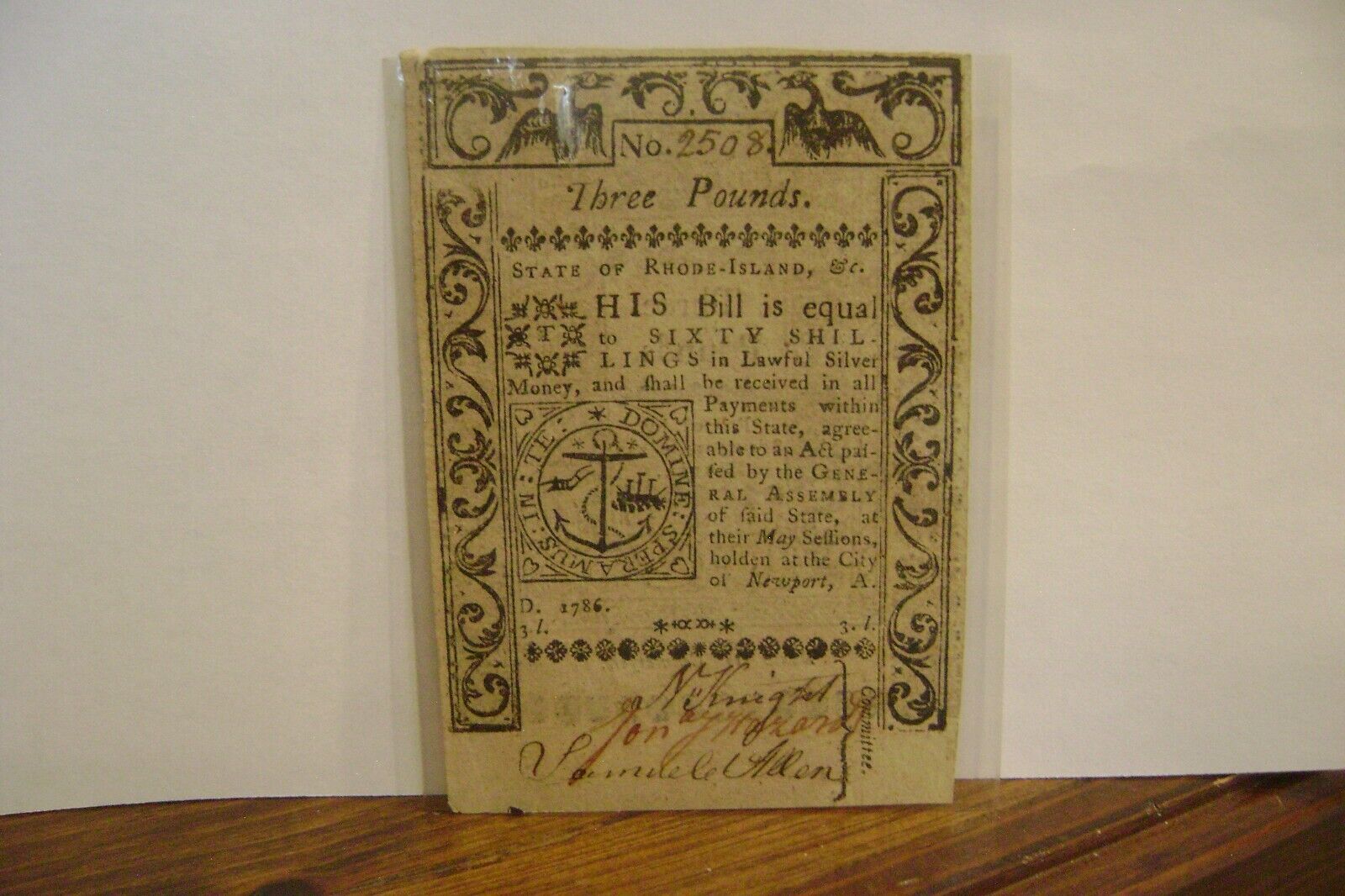 Colonial Currency - FR RI-301 - May 1786 - Paper Money
