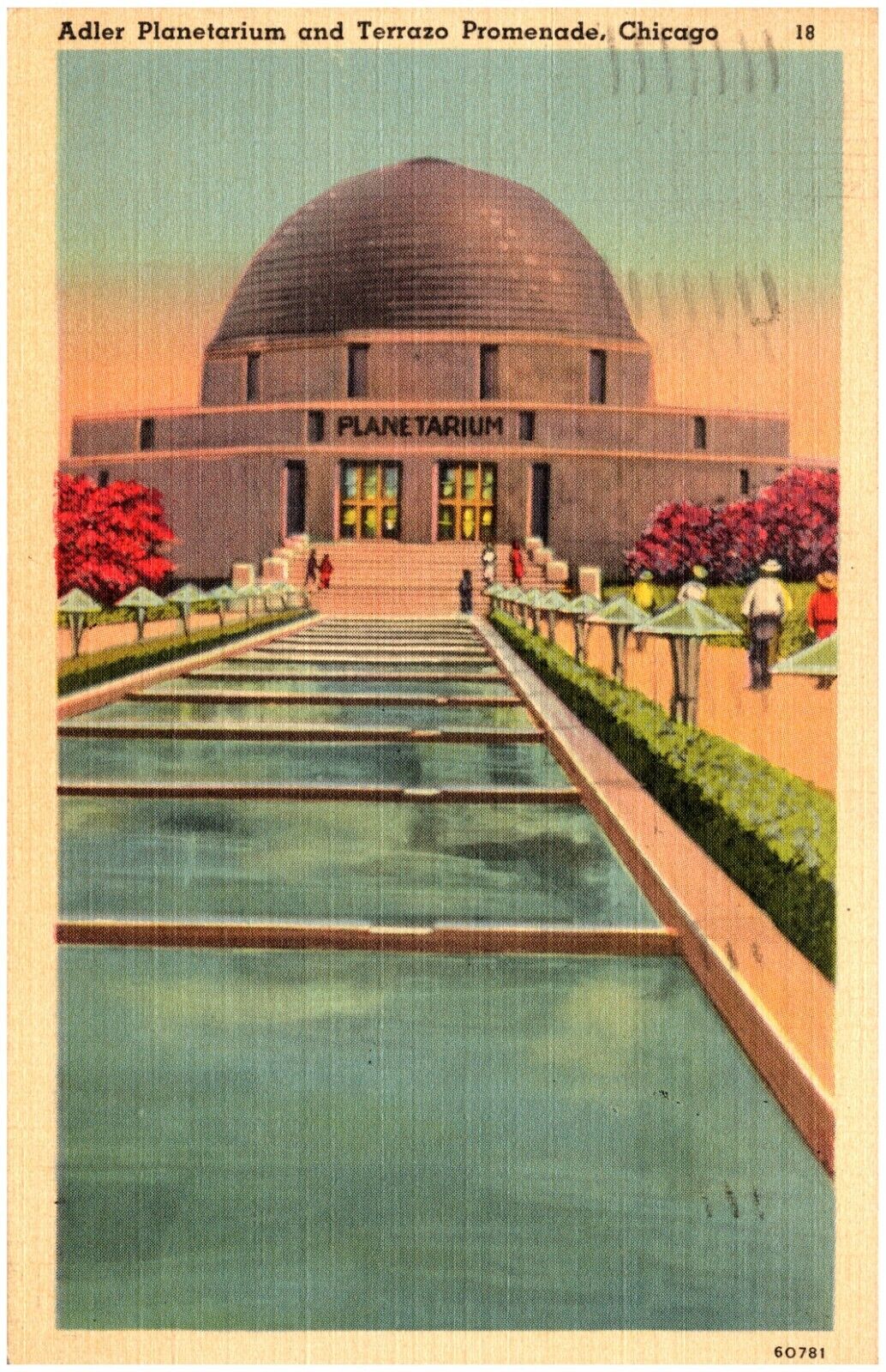 C1940s Chicago IL Adler Planetarium & Terrazo Promenade Illinois Postcard 5-3