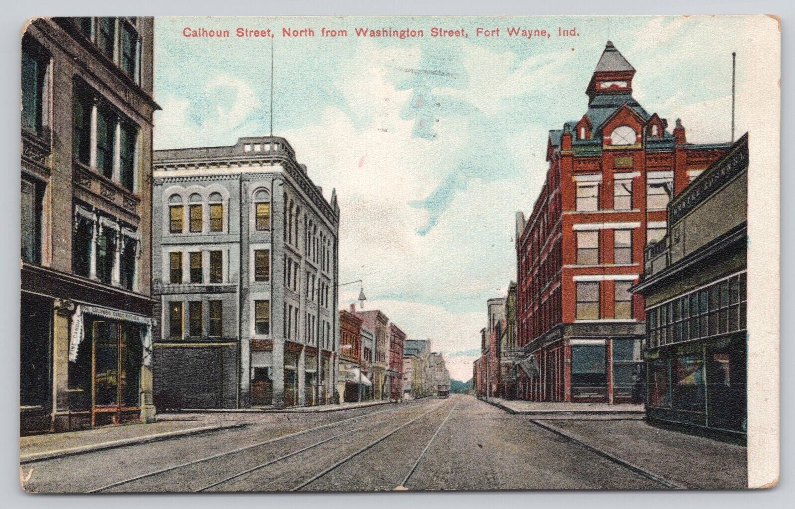 Fort Wayne IN Indiana Calhoun Street North from Washington Street Postcard 1907