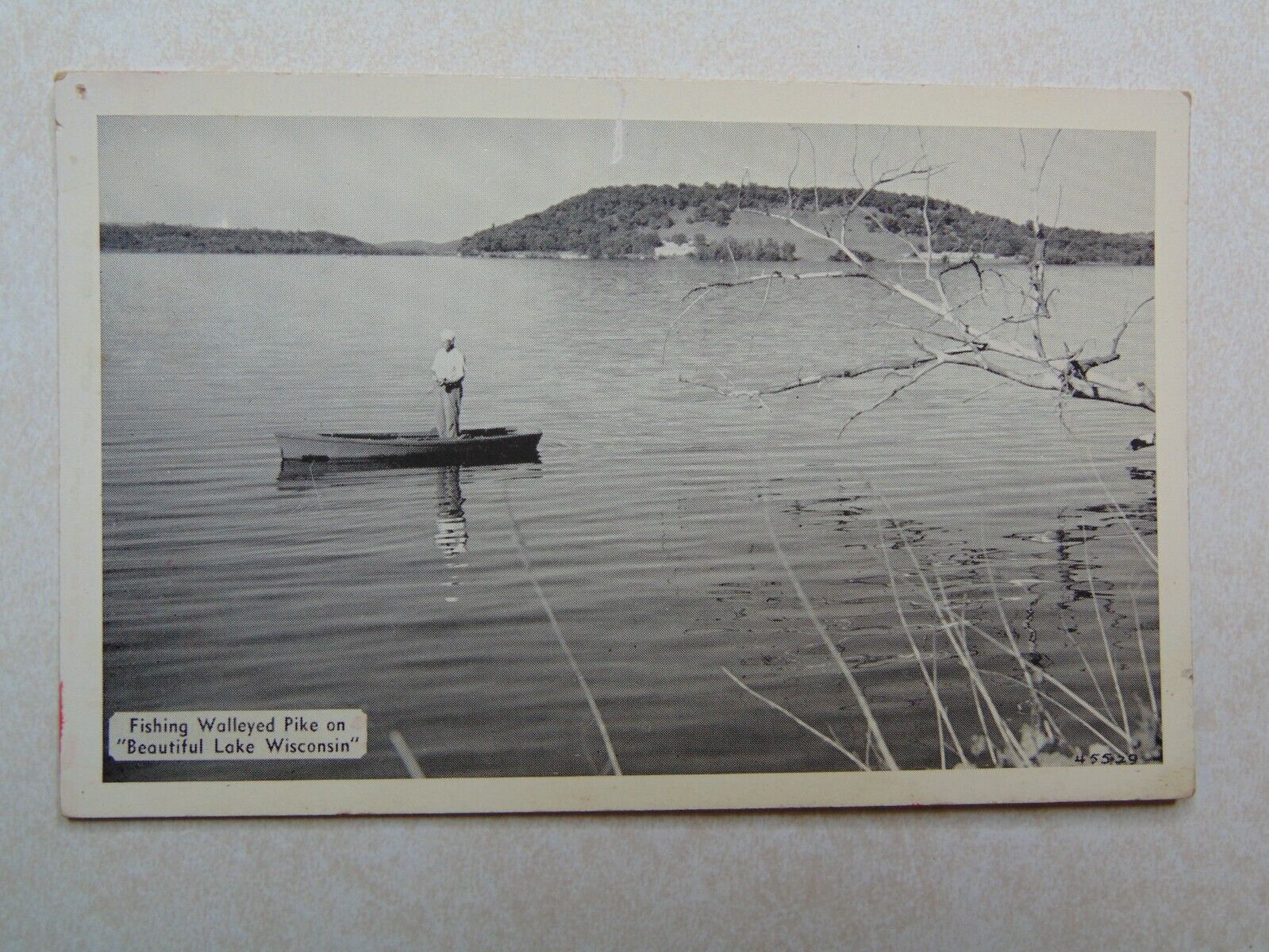 E2158 Postcard Fishing for Walleyed Walleye Pike on Beautiful lake in Wisconsin