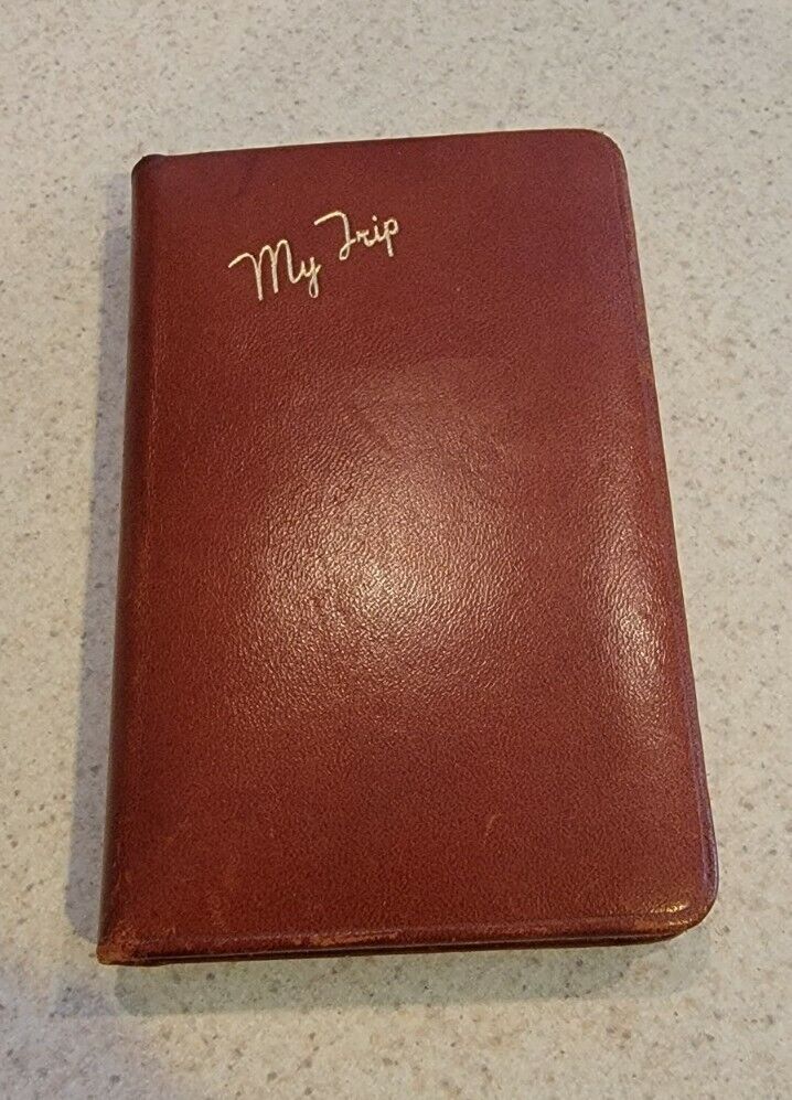1950s Travel Diary - leather bound travel journal - 