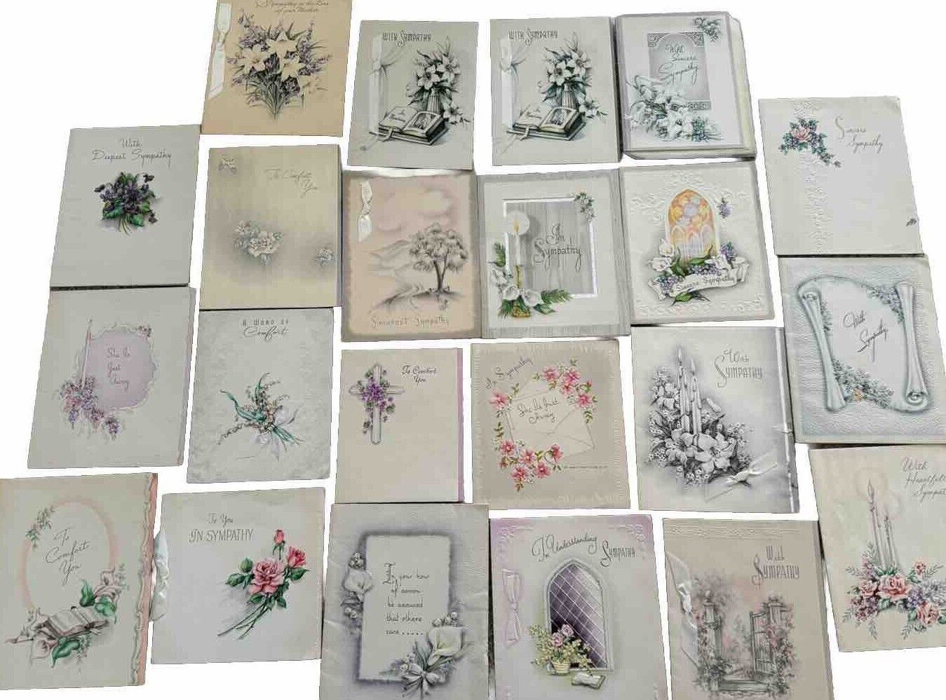 Lot Of Vintage 1950s Sympathy Cards Delicate Features