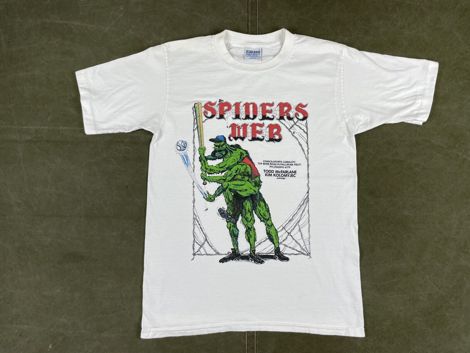 Todd Mcfarlane Comic Book Store Shirt Spiders Web RARE spaghetti SpiderMan Spawn