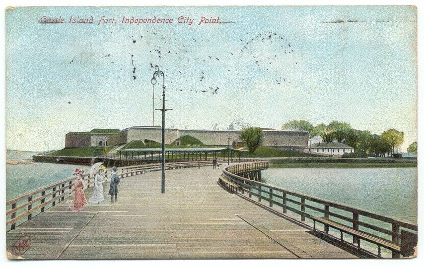 Boston MA Castle Island Fort Independence City Point c1907 Postcard