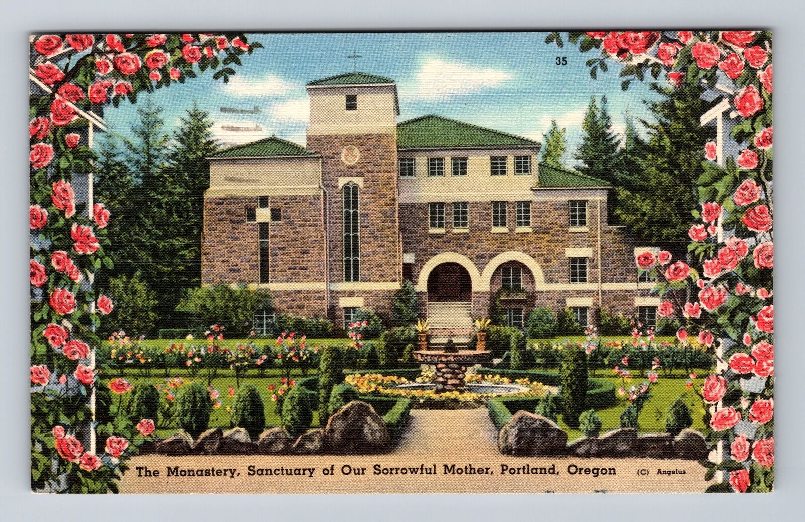 Portland OR-Oregon, The Monastery, Sanctuary, Antique, Vintage c1948 Postcard