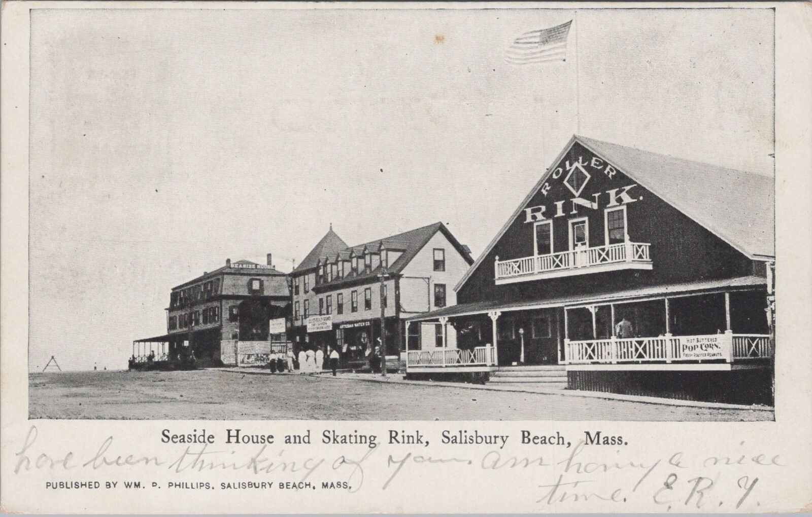 Seaside House and Skating Rink, Salisbury Beach, Massachusetts 1906 Postcard