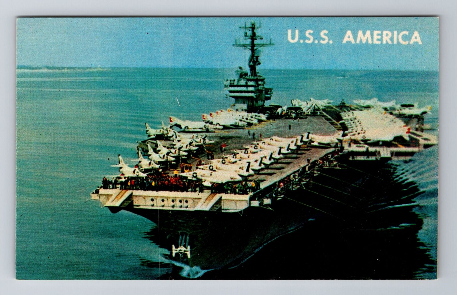 U.S.S. America Aircraft Carrier, Transportation, Vintage Souvenir Postcard