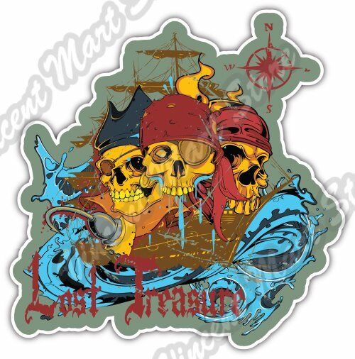 Lost Treasure Piracy Boat Ship Pirate Skull Car Bumper Vinyl Sticker Decal 4\