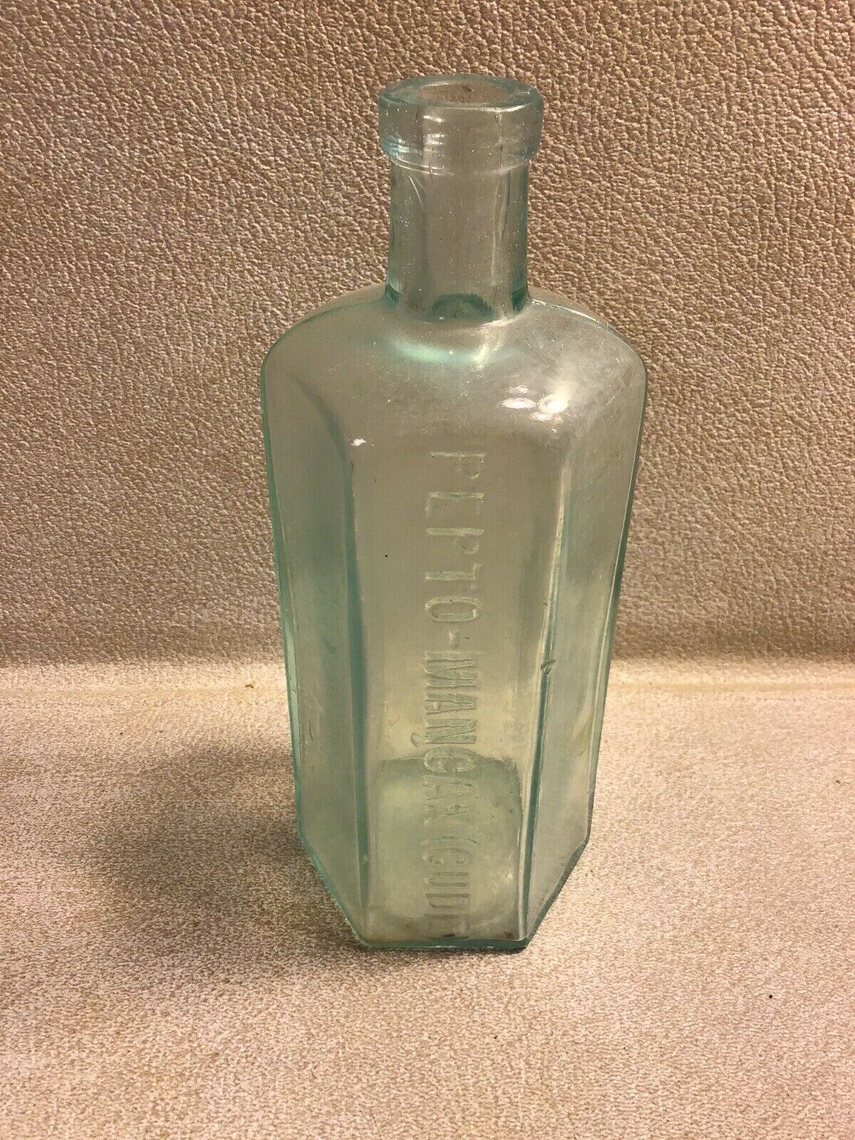 Gude\'s PEPTO-MANGAN {M.J. Breitenbach., New York} 11oz Glass Hexagonal Bottle
