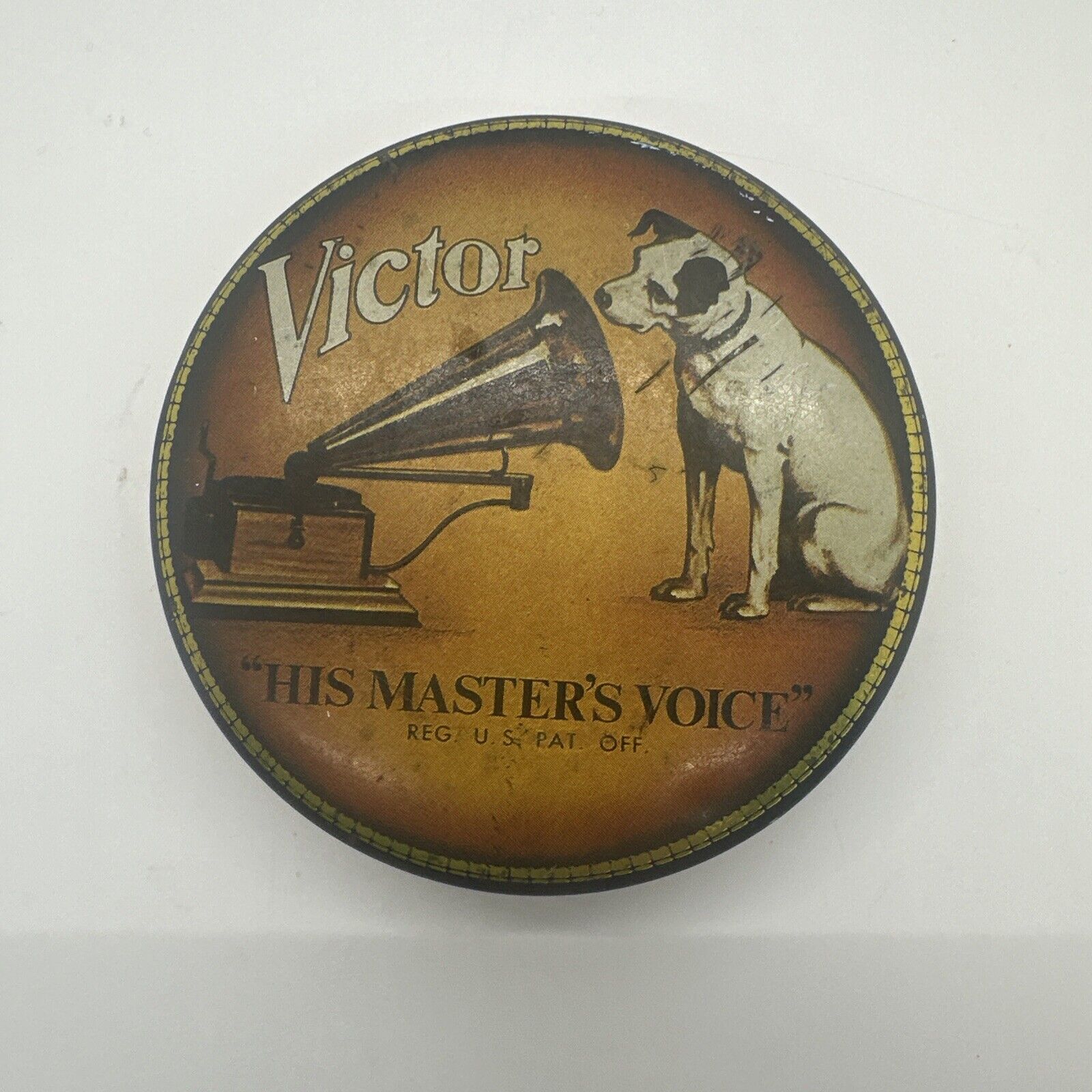 RCA Victor Nipper Round Tin 3.5 Inch  \