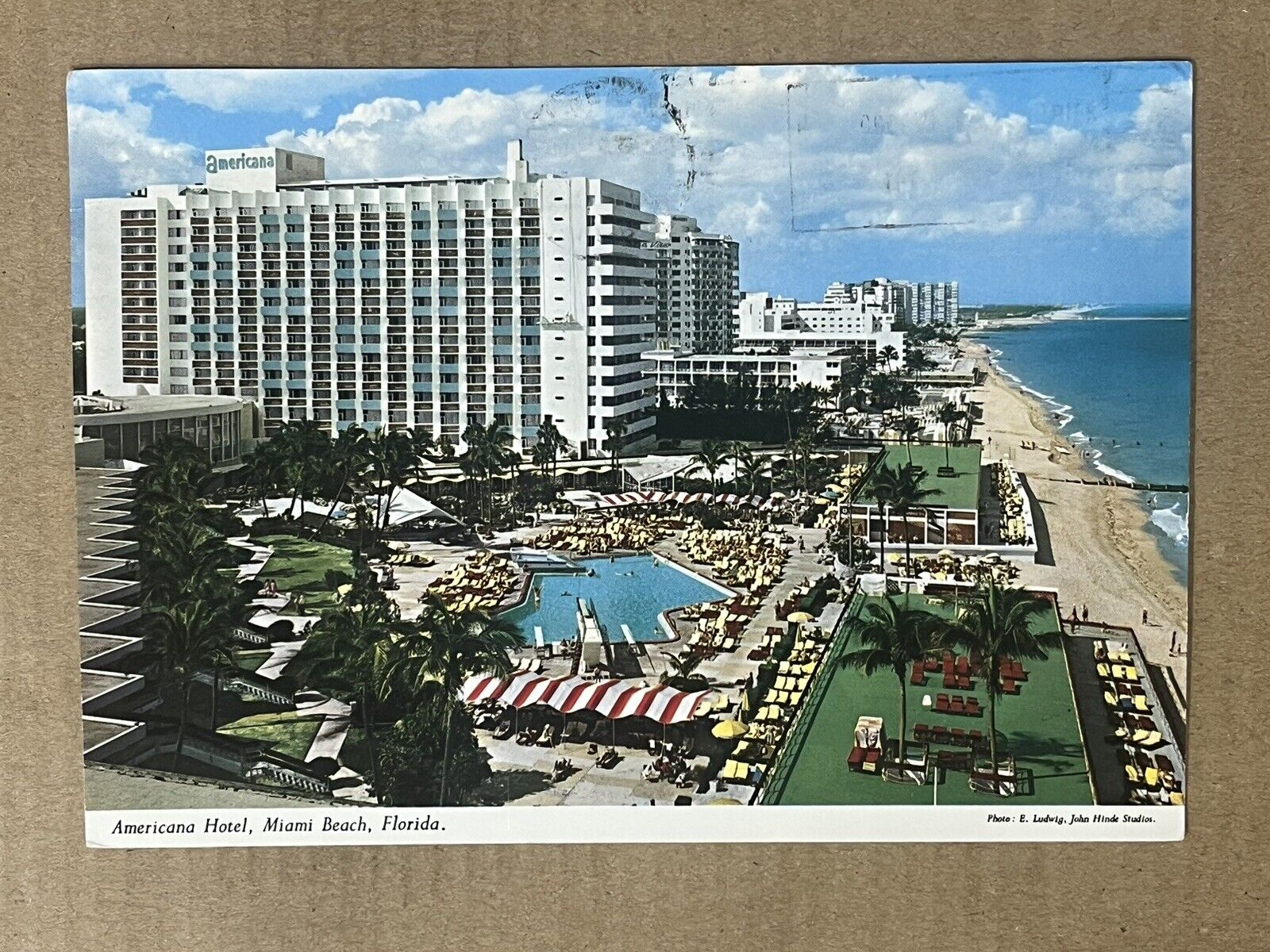 Postcard Americana Hotel Bal Harbour Miami Beach Florida FL  Aerial View Vintage