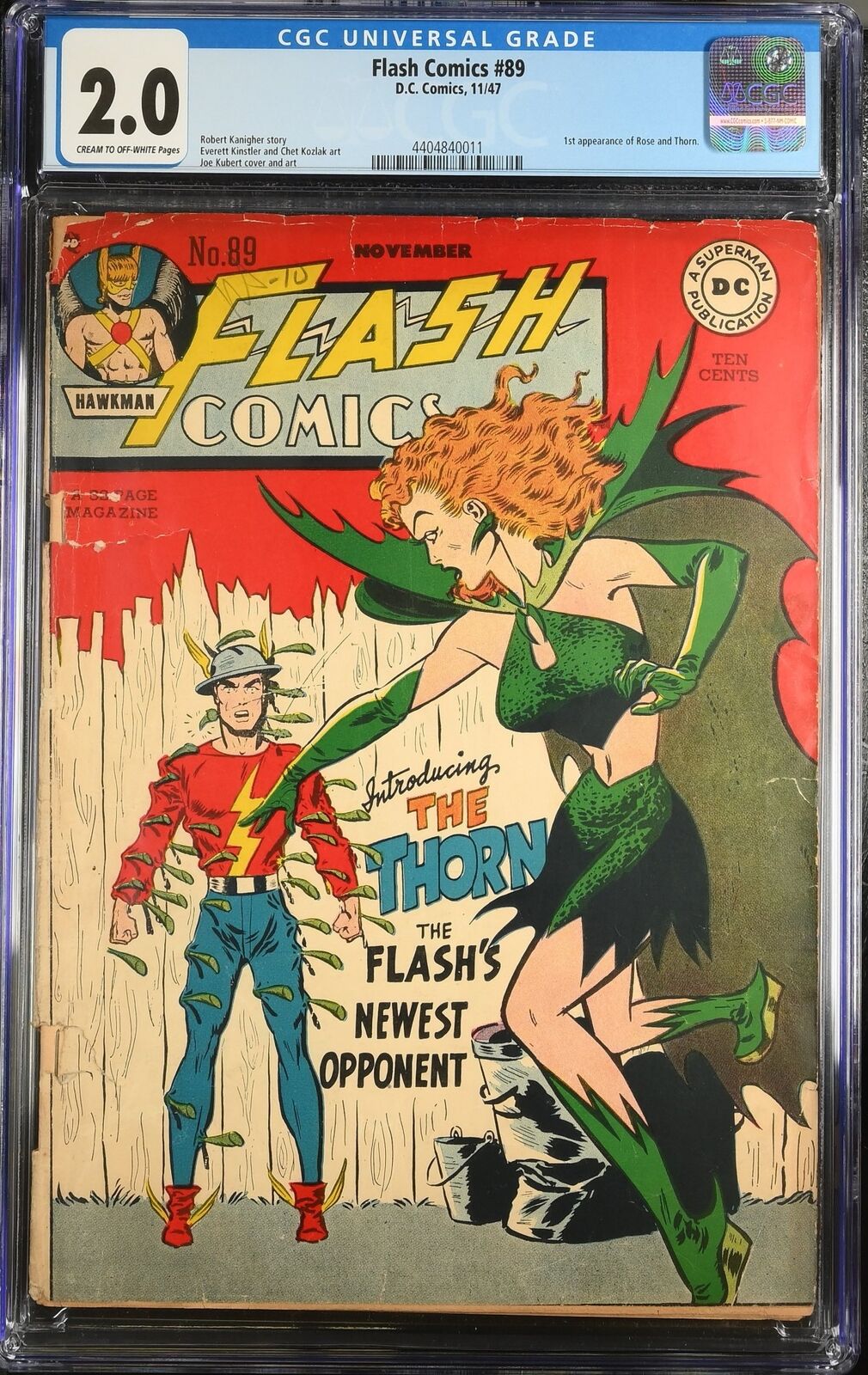 Flash Comics #89 CGC GD 2.0 1st Appearance Rose and Thorn DC Comics 1947