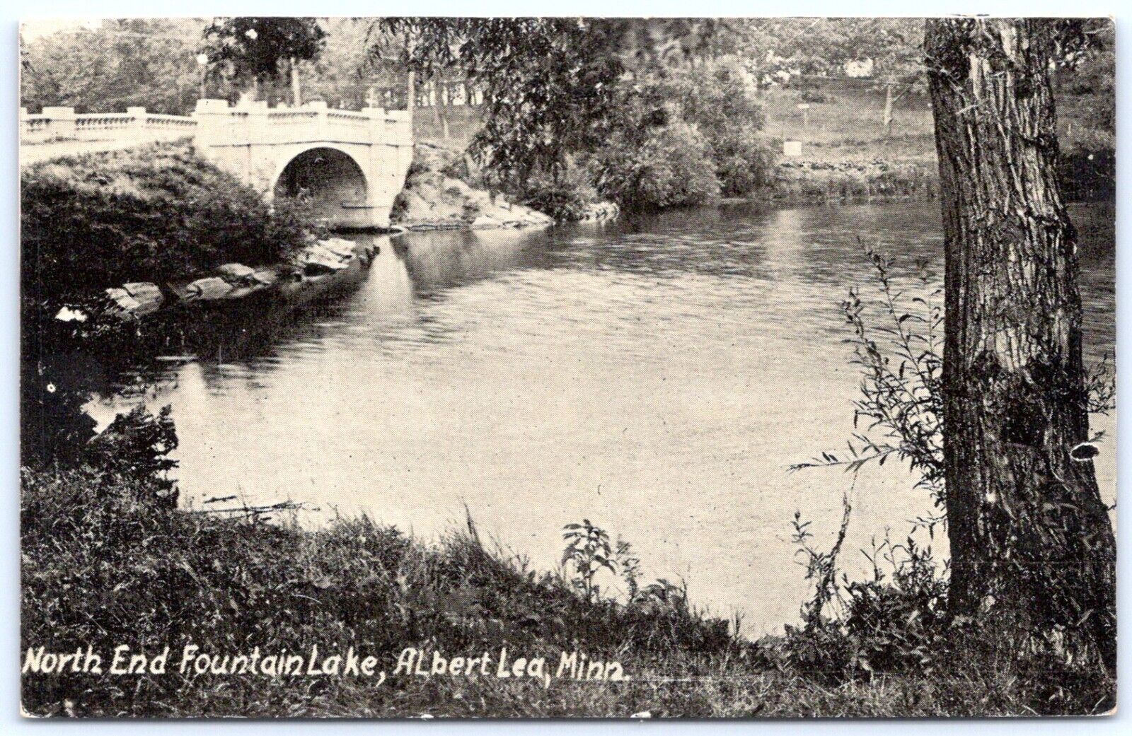 Postcard MN Albert Lea Minnesota North End Fountain Lake Freeborn Co MN04