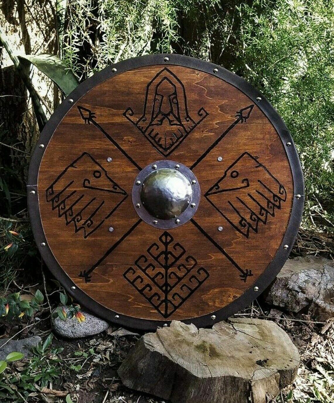 Viking Dragon Shield Armor Round Wooden Dragon Shield Renaissance Shield
