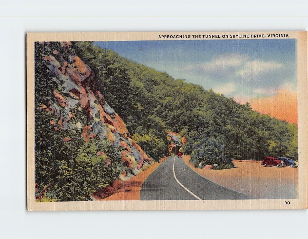 Postcard Approaching the Tunnel on Skyline Drive Virginia USA