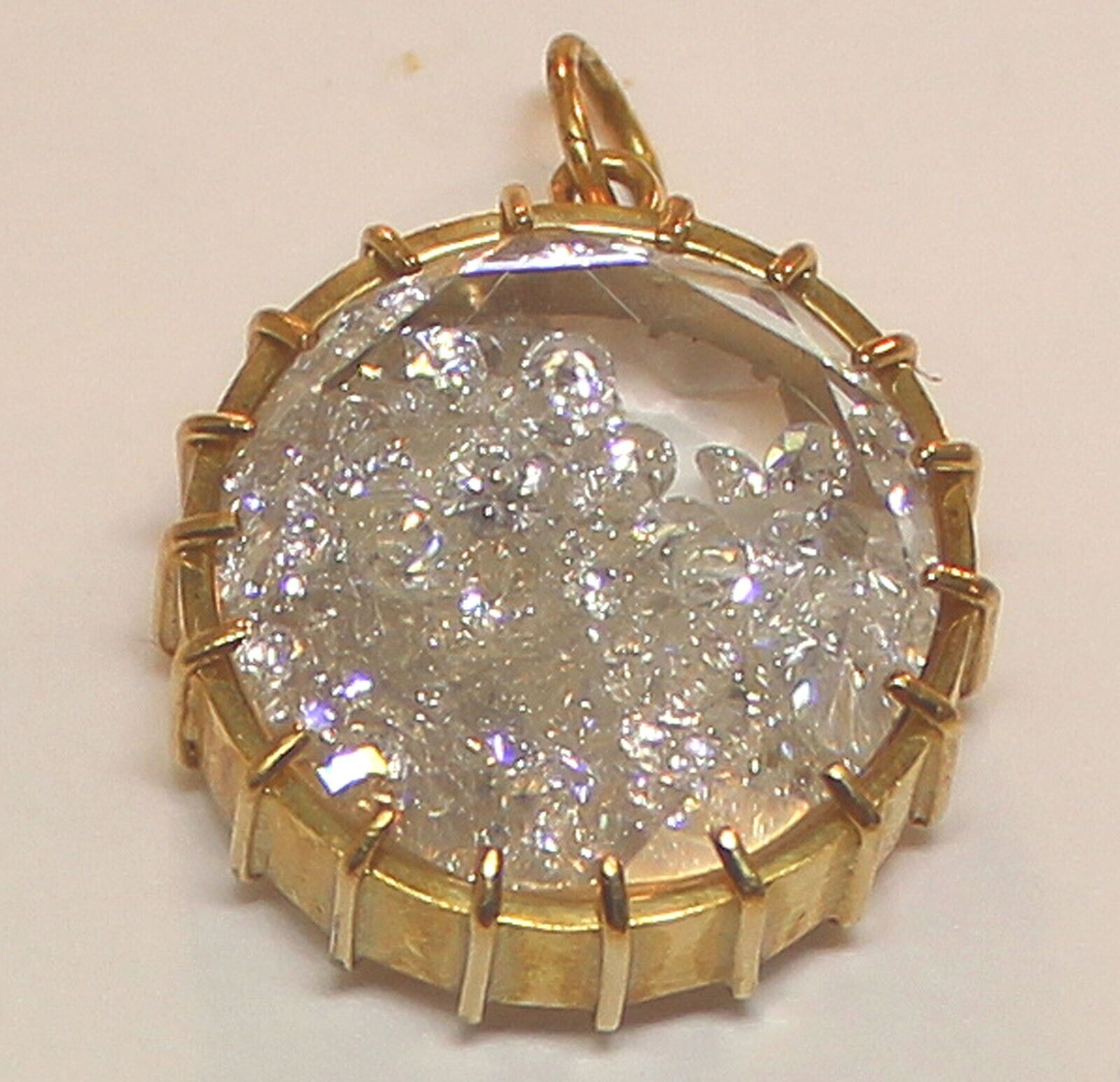 MORITZ GLIK - 18K YELLOW GOLD VINTAGE DIAMOND (TDW 2.60Ct.) SHAKER PENDANT CHARM