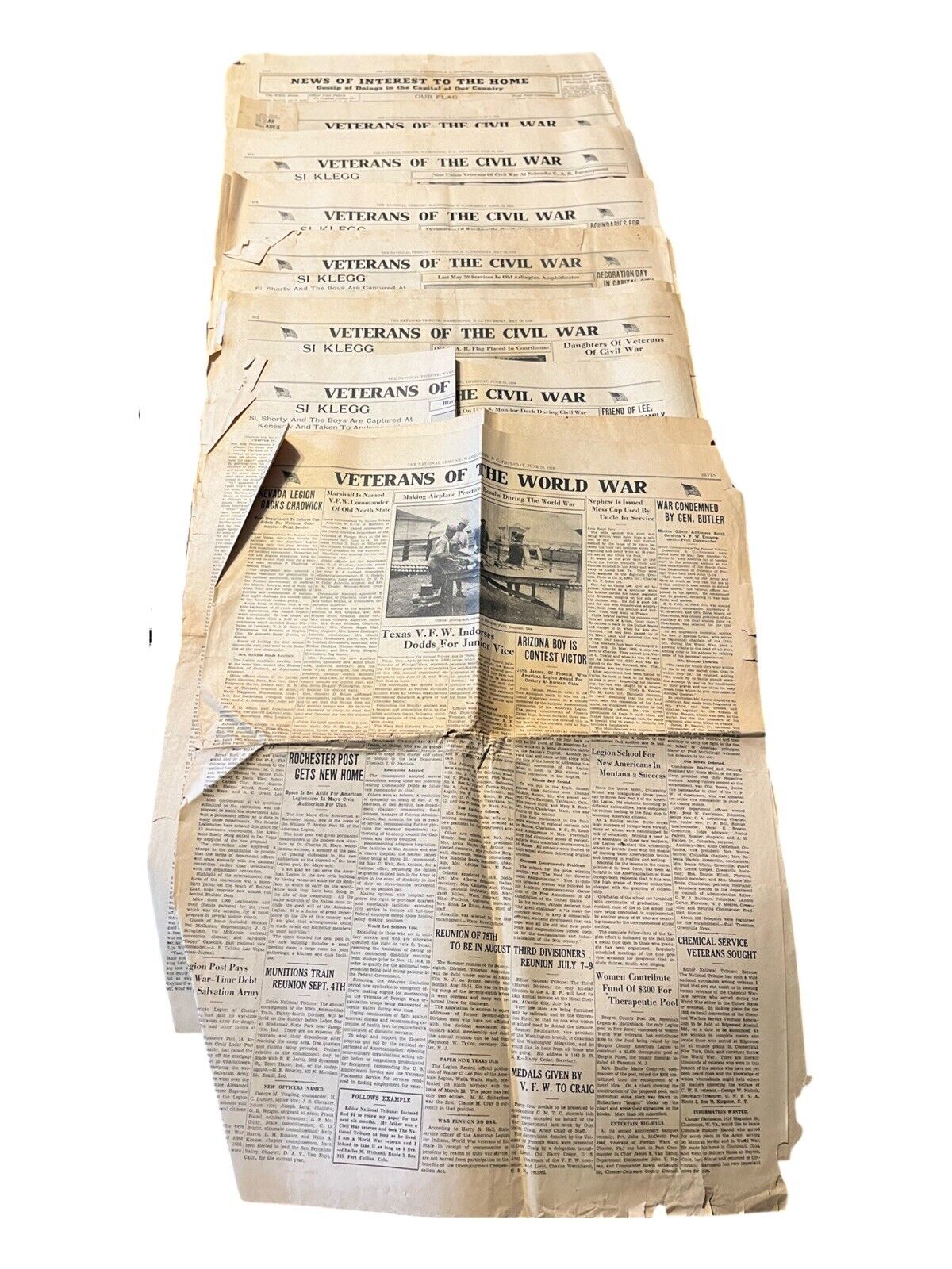 1930s Newspaper Lot Of 7 | MILITARY | Antique Newspapers | Veterans CIVIL WAR