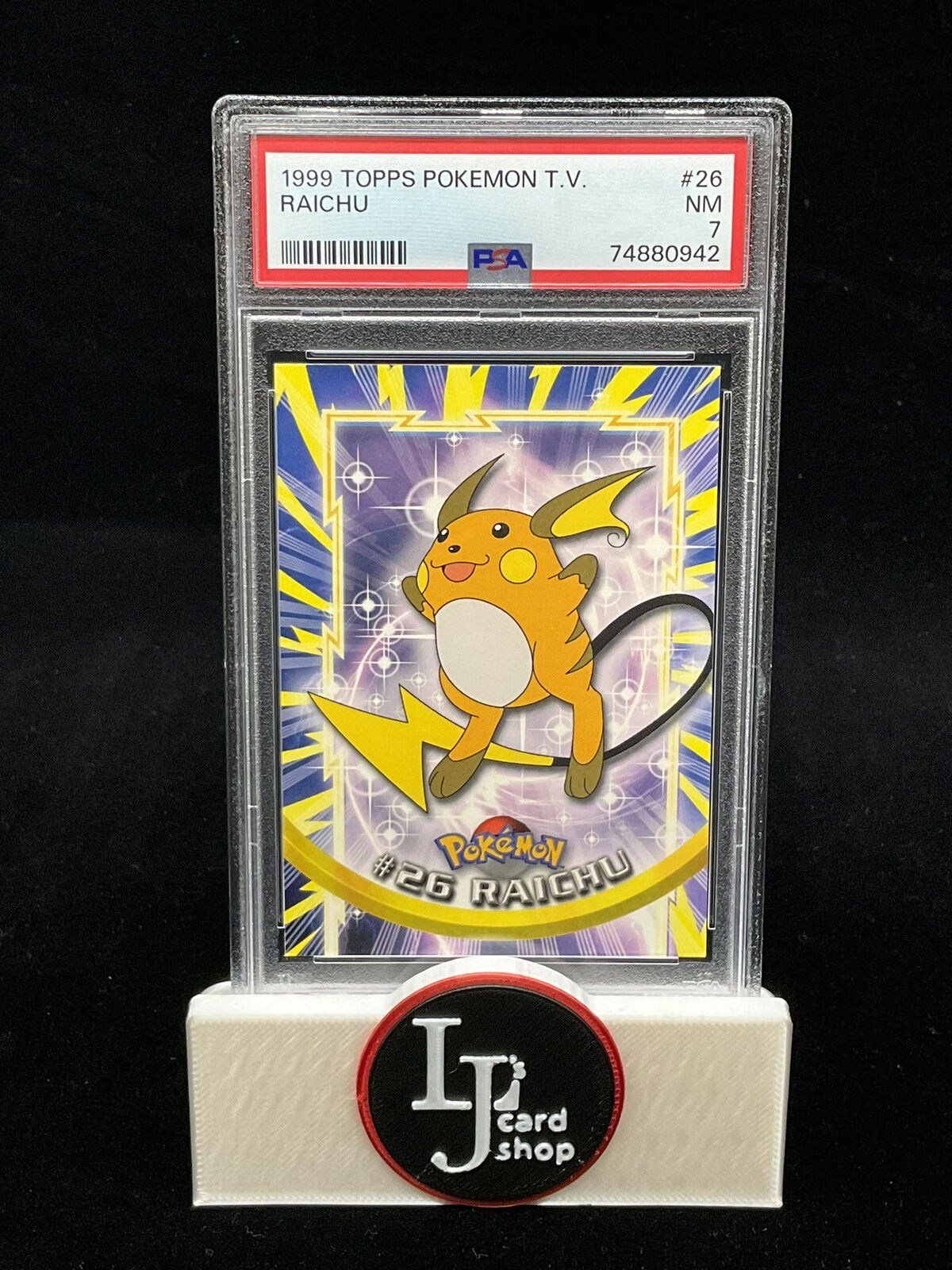1999 Topps Pokémon TV Raichu #26 Blue Label 1st print PSA 7 NM 942 CJC