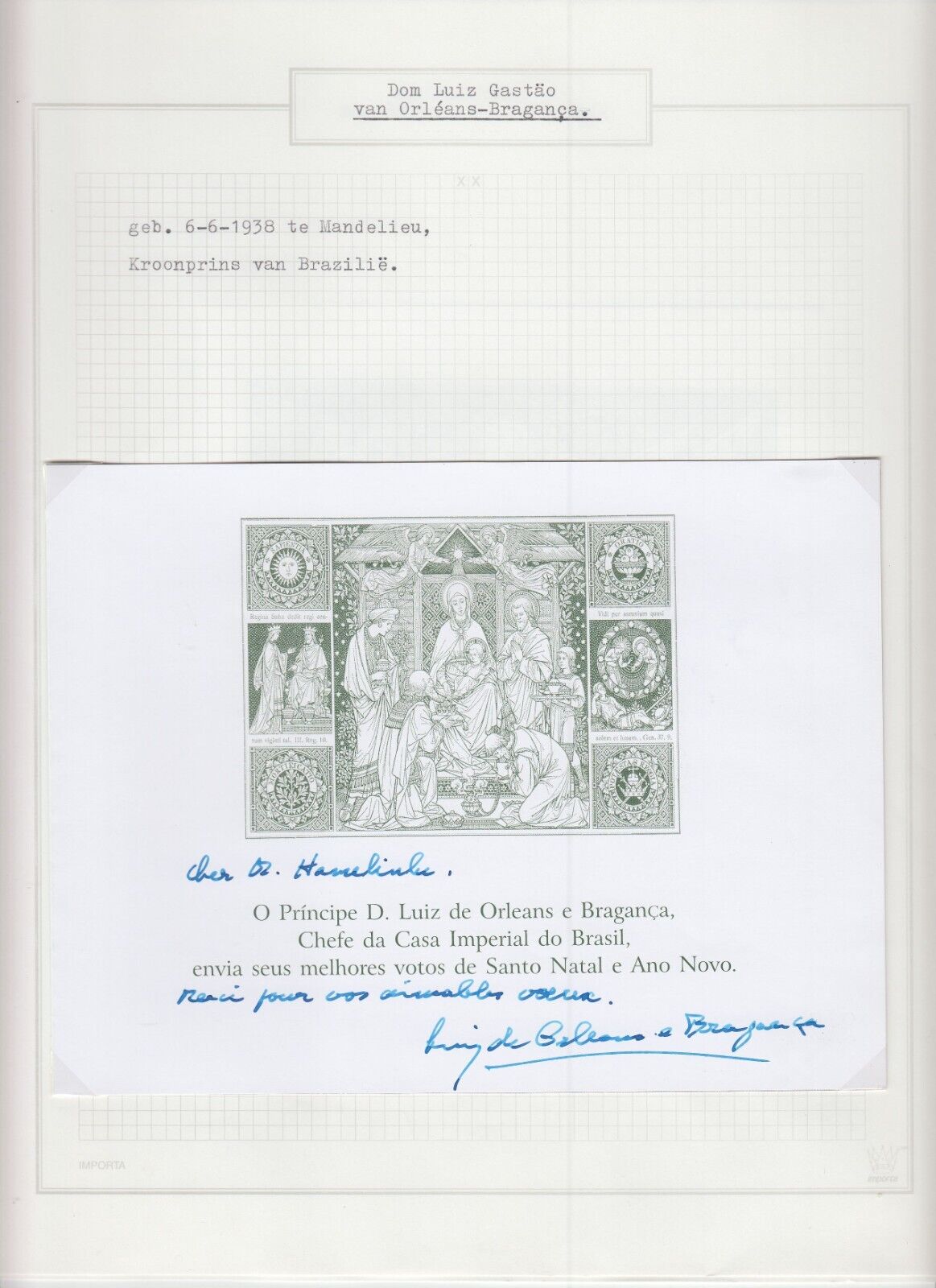 Dom Luiz Gastao of Orleans-Braganza, Original Autograph, Royalty, Brazil (L6424)