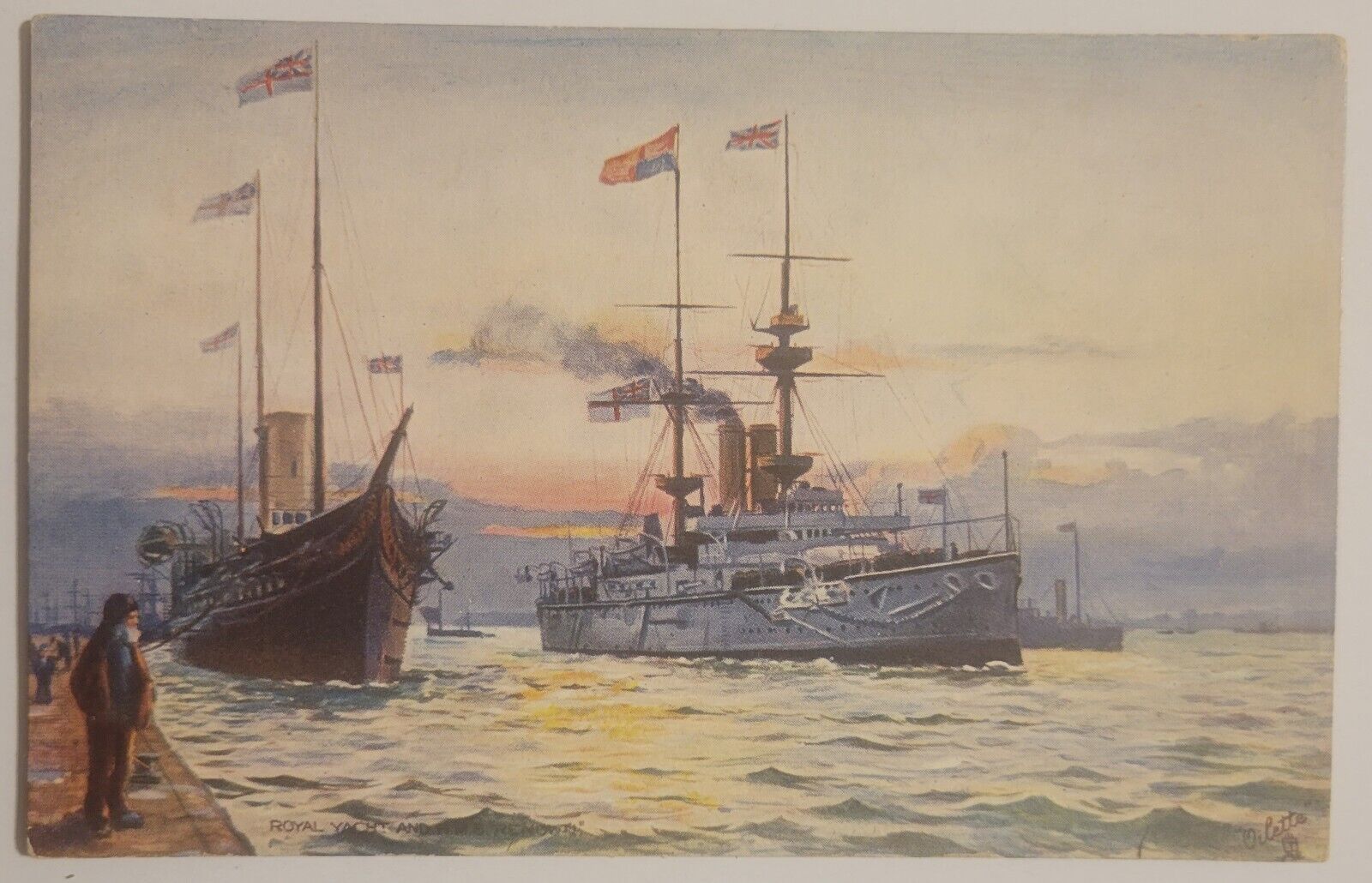 Nice Vintage Unused Tuck\'s H.M.S.  Renown Battleship Postcard Y1 