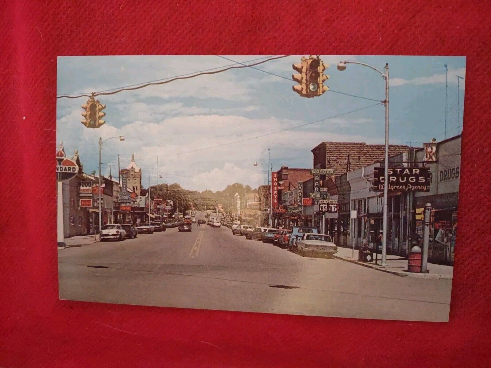 Vintage Post Card Streetview Of Walsenburg Colorado Standard Oil Star Drugs...