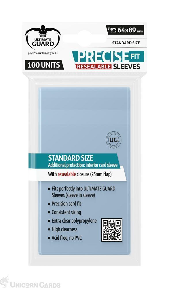 Ultimate Guard Precise-Fit Standard Size Resealable Sleeves - Transparent (100pk
