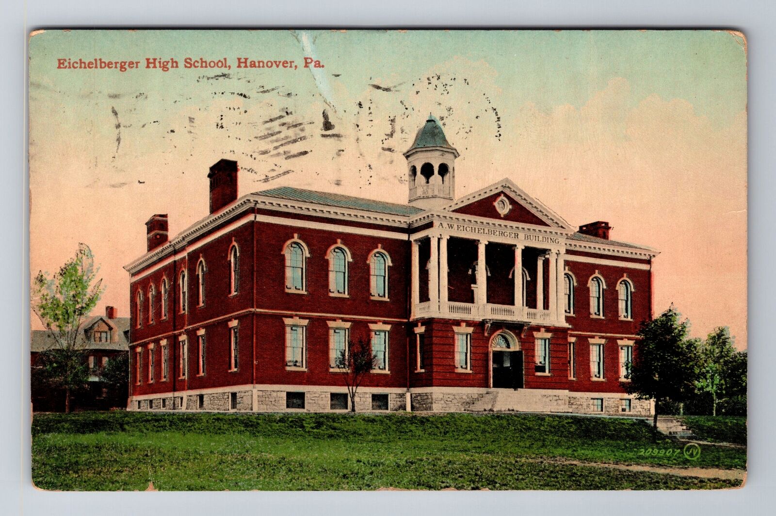 Hanover PA-Pennsylvania, Eichelberger High School, Vintage c1910 Postcard