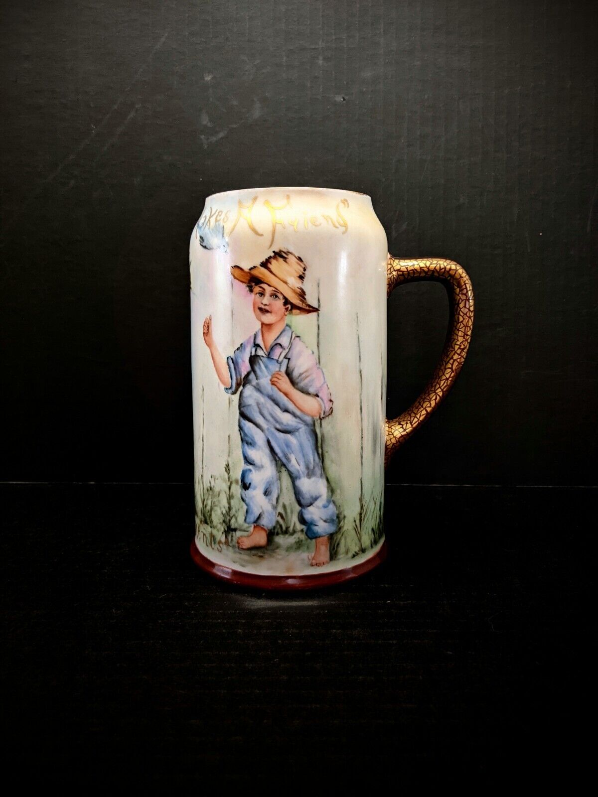 Antique M Z Austria Hand Painted Tankard Mug STUNNING Artwork, Signed by Artist