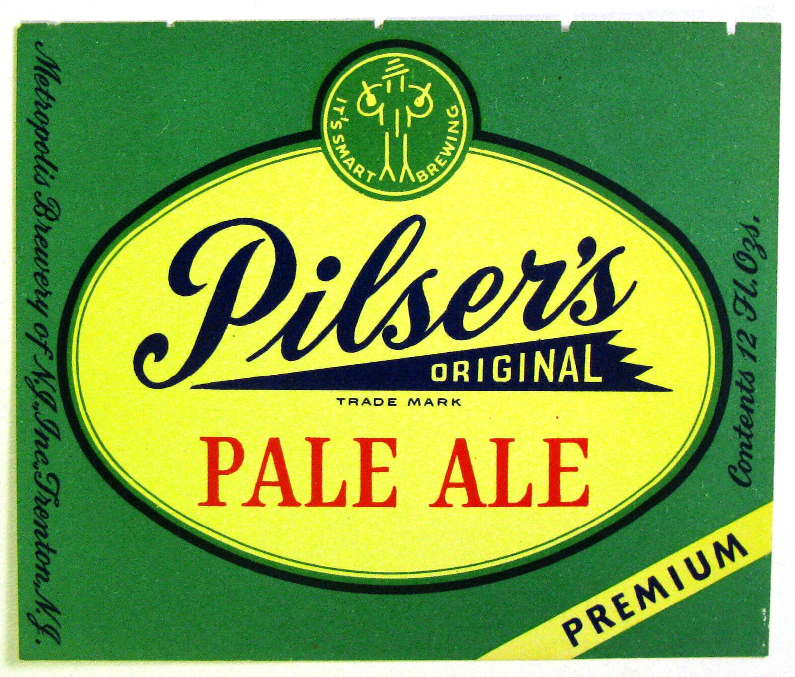 Metropolis Brewery PILSER'S ORIGINAL PALE ALE label NJ 12oz 
