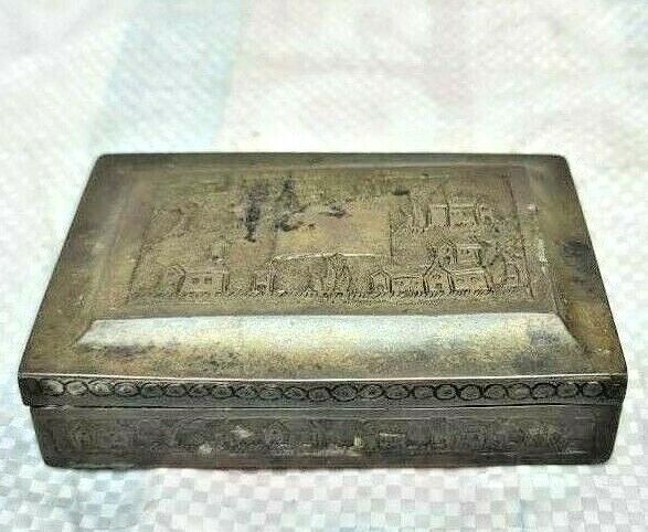 Vintage Old Antique Beautiful Hand Engraved Unique Design Brass Jewelry Box